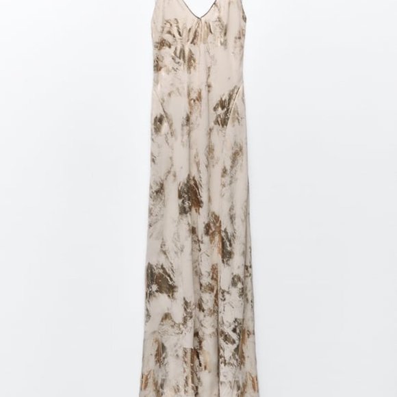 ZARA FOIL PRINT SLIP DRESS GOLD | 8325/470 - Picture 4 of 4